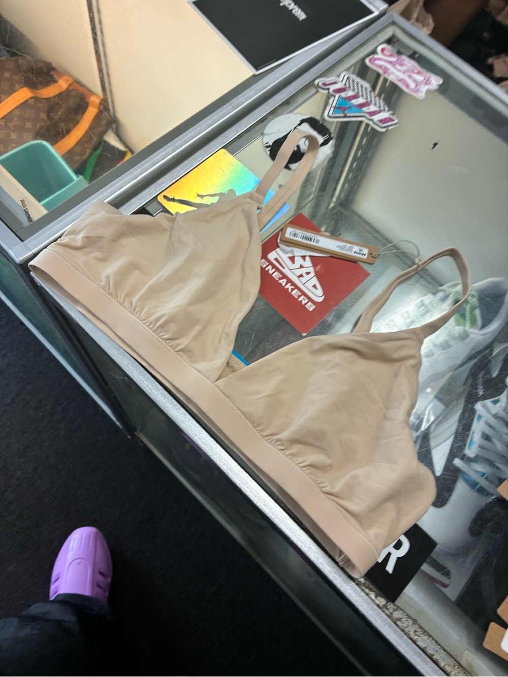 SKIMS Fits Everybody Racerback Plunge Bralette Sand SZ SM New NWT